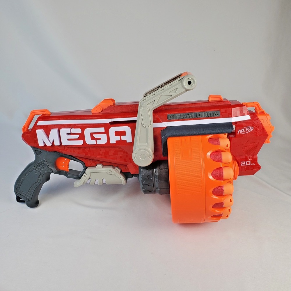 Nerf Megalodon N-Strike Mega Toy Blaster 2018 20 Round Drum Mag w 20 Darts WORKS